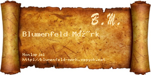 Blumenfeld Márk névjegykártya